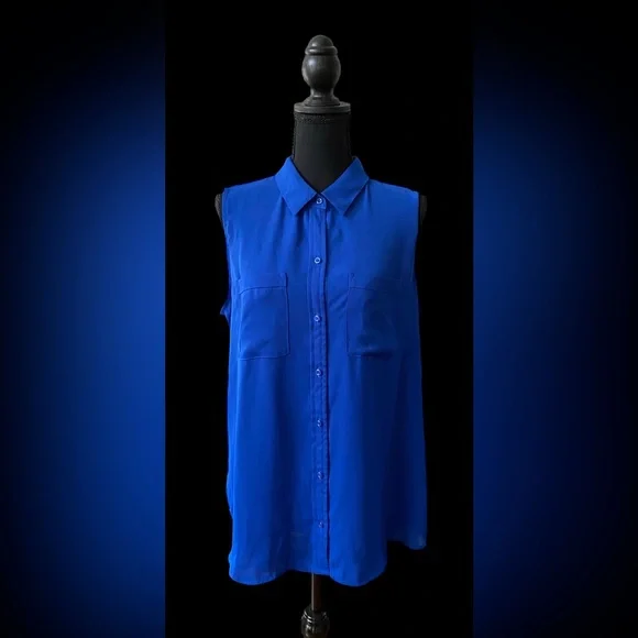 Apt 9: Elegant Royal Blue Button Down Shirt - Picture 5 of 17